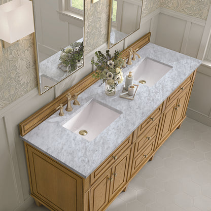 James Martin - Lorelai 72" Double Vanity, Light Natural Oak w/ 3 CM Carrara White Marble Top - 424-V72-LNO-3CAR view 7