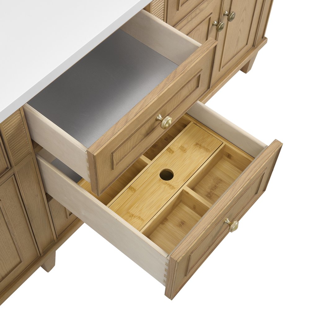 James Martin - Lorelai 72" Double Vanity, Light Natural Oak w/ 3 CM Carrara White Marble Top - 424-V72-LNO-3CAR view 13