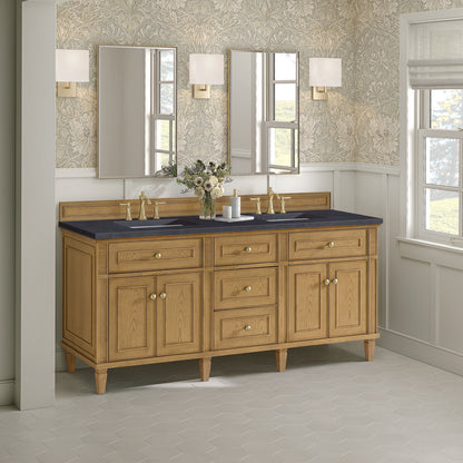James Martin - Lorelai 72" Double Vanity, Light Natural Oak w/ 3 CM Charcoal Soapstone Silestone Top - 424-V72-LNO-3CSP view 4