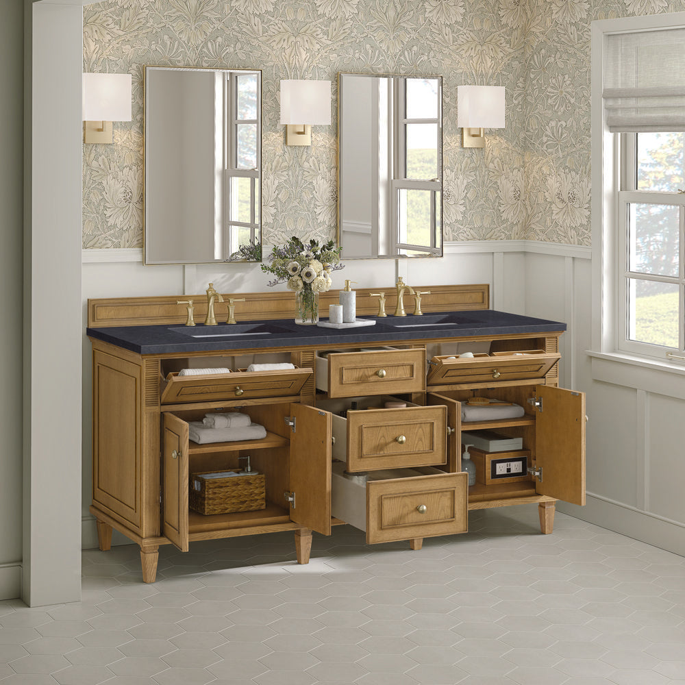 James Martin - Lorelai 72" Double Vanity, Light Natural Oak w/ 3 CM Charcoal Soapstone Silestone Top - 424-V72-LNO-3CSP view 5