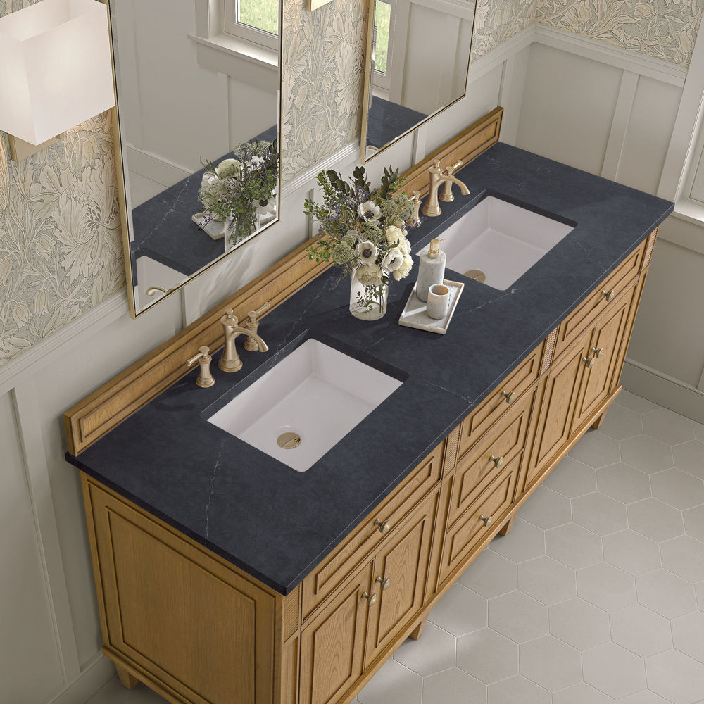 James Martin - Lorelai 72" Double Vanity, Light Natural Oak w/ 3 CM Charcoal Soapstone Silestone Top - 424-V72-LNO-3CSP view 7