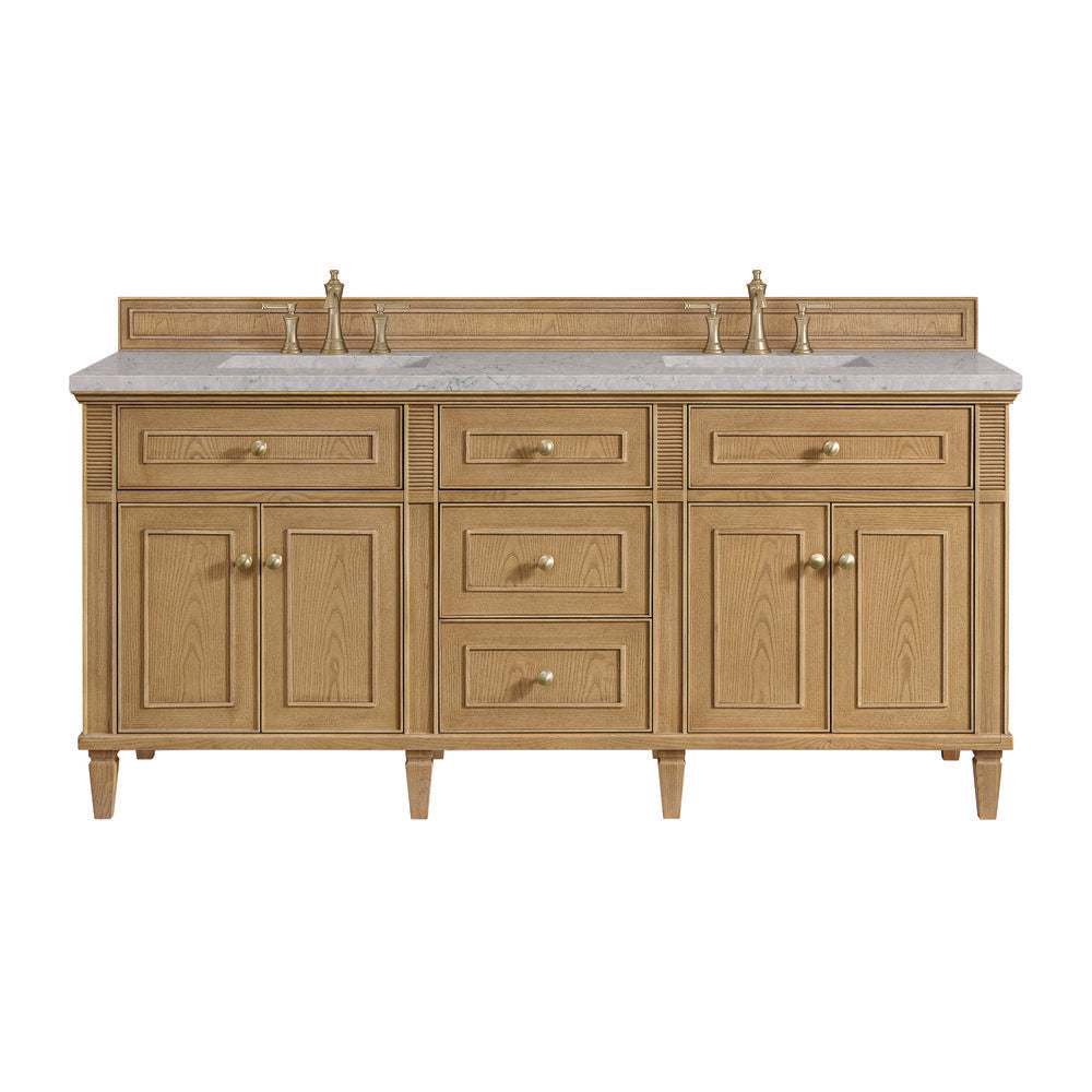 James Martin - Lorelai 72" Double Vanity, Light Natural Oak w/ 3 CM Eternal Jasmine Pearl Silestone Top - 424-V72-LNO-3EJP view 1