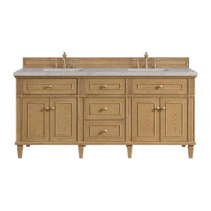 James Martin - Lorelai 72" Double Vanity, Light Natural Oak w/ 3 CM Eternal Jasmine Pearl Silestone Top - 424-V72-LNO-3EJP view 1
