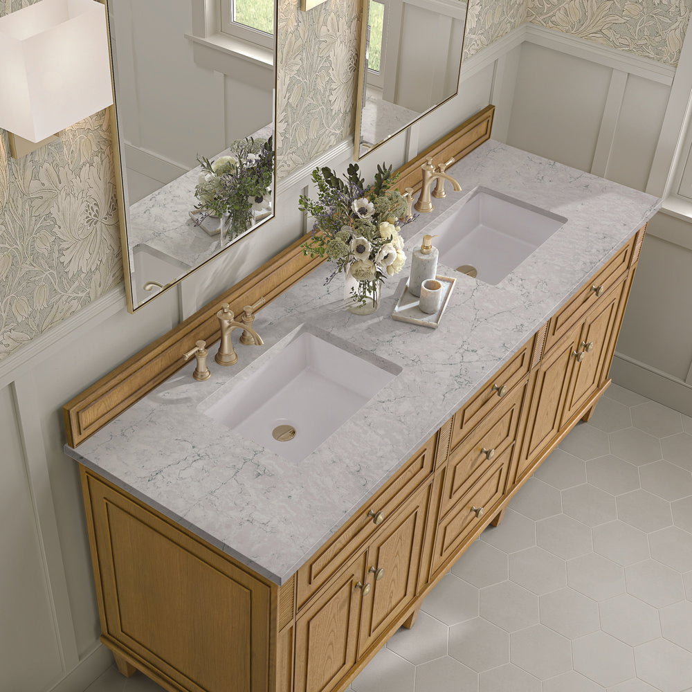 James Martin - Lorelai 72" Double Vanity, Light Natural Oak w/ 3 CM Eternal Jasmine Pearl Silestone Top - 424-V72-LNO-3EJP view 7