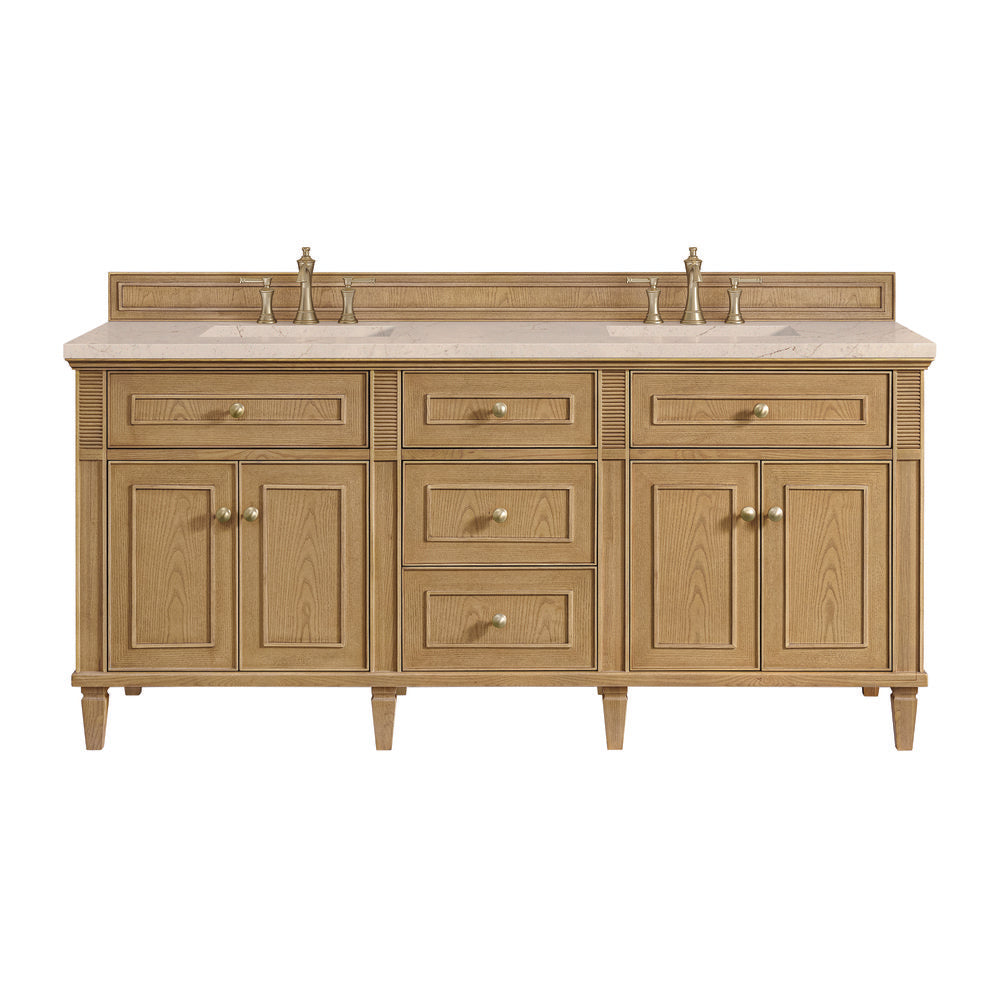 James Martin - Lorelai 72" Double Vanity, Light Natural Oak w/ 3 CM Eternal Marfil Silestone Top - 424-V72-LNO-3EMR view 1