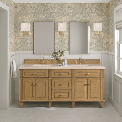 James Martin - Lorelai 72" Double Vanity, Light Natural Oak w/ 3 CM Eternal Marfil Silestone Top - 424-V72-LNO-3EMR view 3