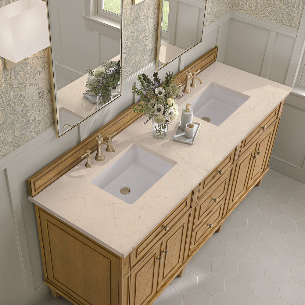 James Martin - Lorelai 72" Double Vanity, Light Natural Oak w/ 3 CM Eternal Marfil Silestone Top - 424-V72-LNO-3EMR view 7