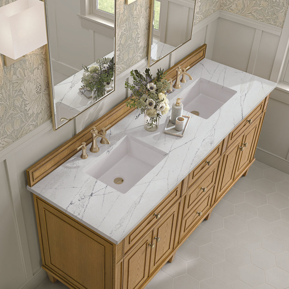 James Martin - Lorelai 72" Double Vanity, Light Natural Oak w/ 3 CM Ethereal Noctis Silestone Top - 424-V72-LNO-3ENC view 7