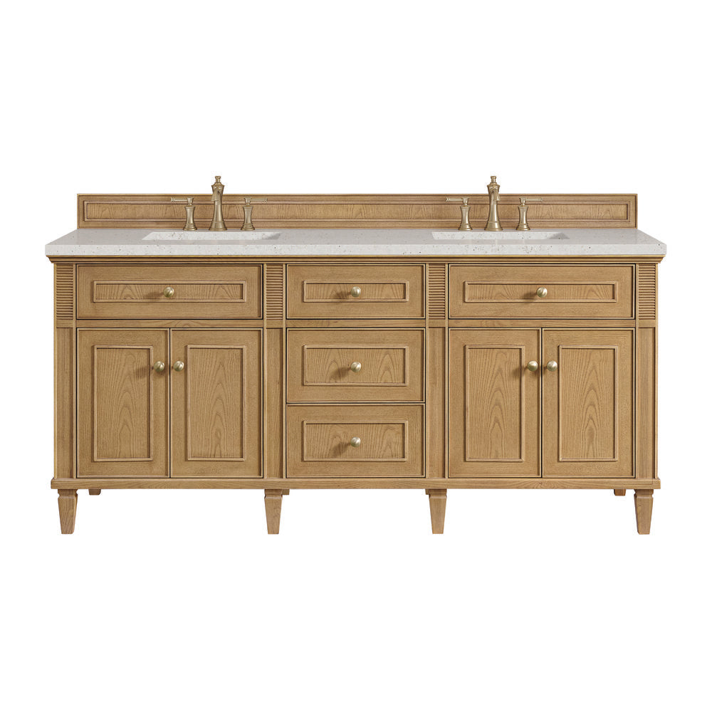 James Martin - Lorelai 72" Double Vanity, Light Natural Oak w/ 3 CM Lime Delight Silestone Top - 424-V72-LNO-3LDL view 1