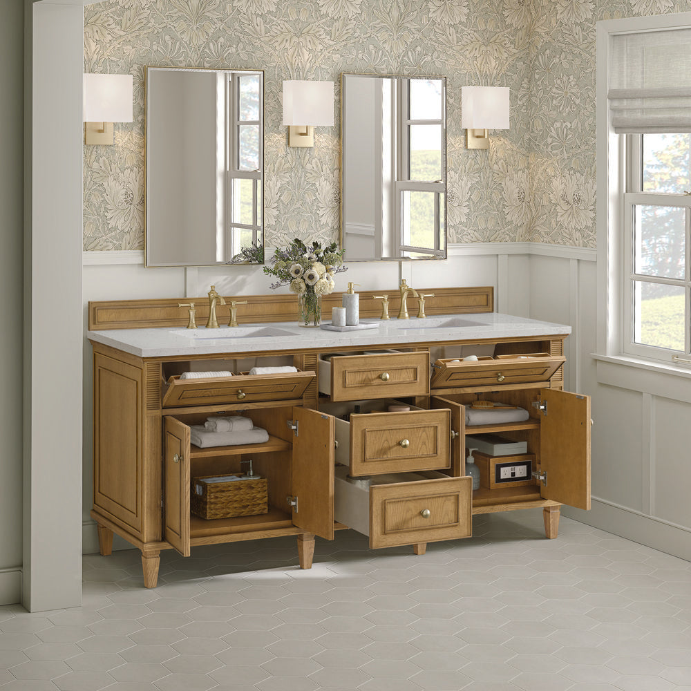 James Martin - Lorelai 72" Double Vanity, Light Natural Oak w/ 3 CM Lime Delight Silestone Top - 424-V72-LNO-3LDL view 5