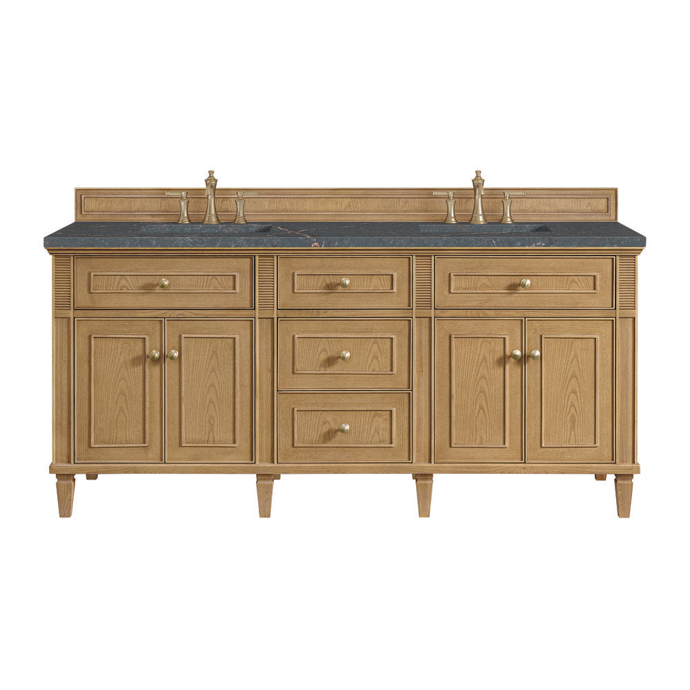 James Martin - Lorelai 72" Double Vanity, Light Natural Oak w/ 3 CM Parisien Bleu Silestone Top - 424-V72-LNO-3PBL view 1