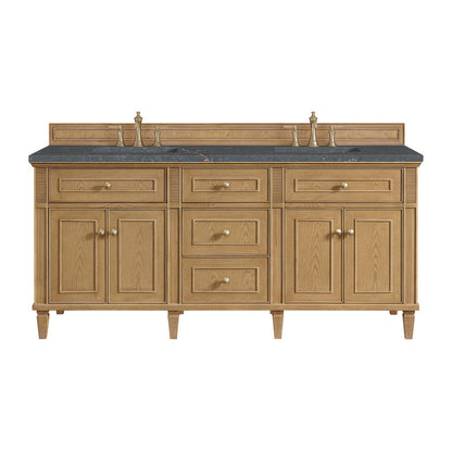 James Martin - Lorelai 72" Double Vanity, Light Natural Oak w/ 3 CM Parisien Bleu Silestone Top - 424-V72-LNO-3PBL view 1