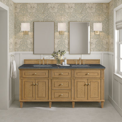 James Martin - Lorelai 72" Double Vanity, Light Natural Oak w/ 3 CM Parisien Bleu Silestone Top - 424-V72-LNO-3PBL view 3