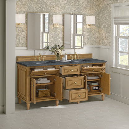 James Martin - Lorelai 72" Double Vanity, Light Natural Oak w/ 3 CM Parisien Bleu Silestone Top - 424-V72-LNO-3PBL view 5