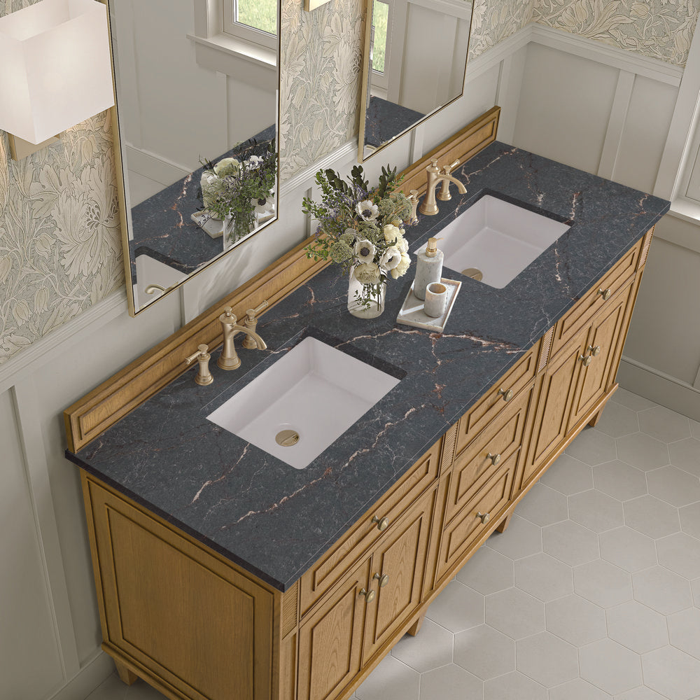 James Martin - Lorelai 72" Double Vanity, Light Natural Oak w/ 3 CM Parisien Bleu Silestone Top - 424-V72-LNO-3PBL view 7