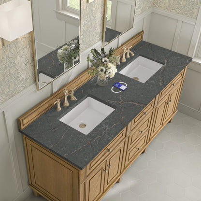 James Martin - Lorelai 72" Double Vanity, Light Natural Oak w/ 3 CM Parisien Bleu Silestone Top w/FreePower Wireless Charger - 424-V72-LNO-FPBL view 8