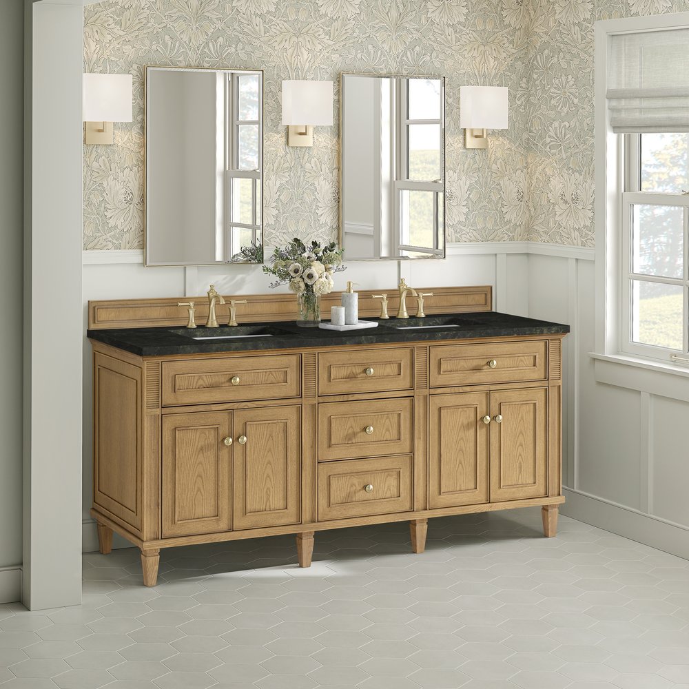James Martin - Lorelai 72" Double Vanity, Light Natural Oak, w/ 3 CM Phantome Eclos Top - 424-V72-LNO-3PHT view 4