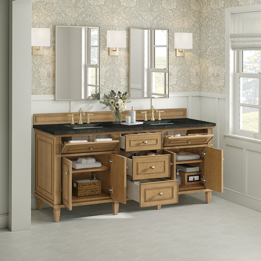 James Martin - Lorelai 72" Double Vanity, Light Natural Oak, w/ 3 CM Phantome Eclos Top - 424-V72-LNO-3PHT view 5