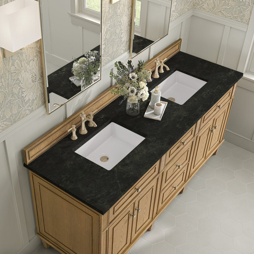 James Martin - Lorelai 72" Double Vanity, Light Natural Oak, w/ 3 CM Phantome Eclos Top - 424-V72-LNO-3PHT view 7