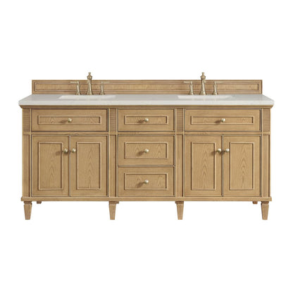 James Martin - Lorelai 72" Double Vanity, Light Natural Oak, w/ 3 CM Siberian Silestone Top - 424-V72-LNO-3SFR view 1