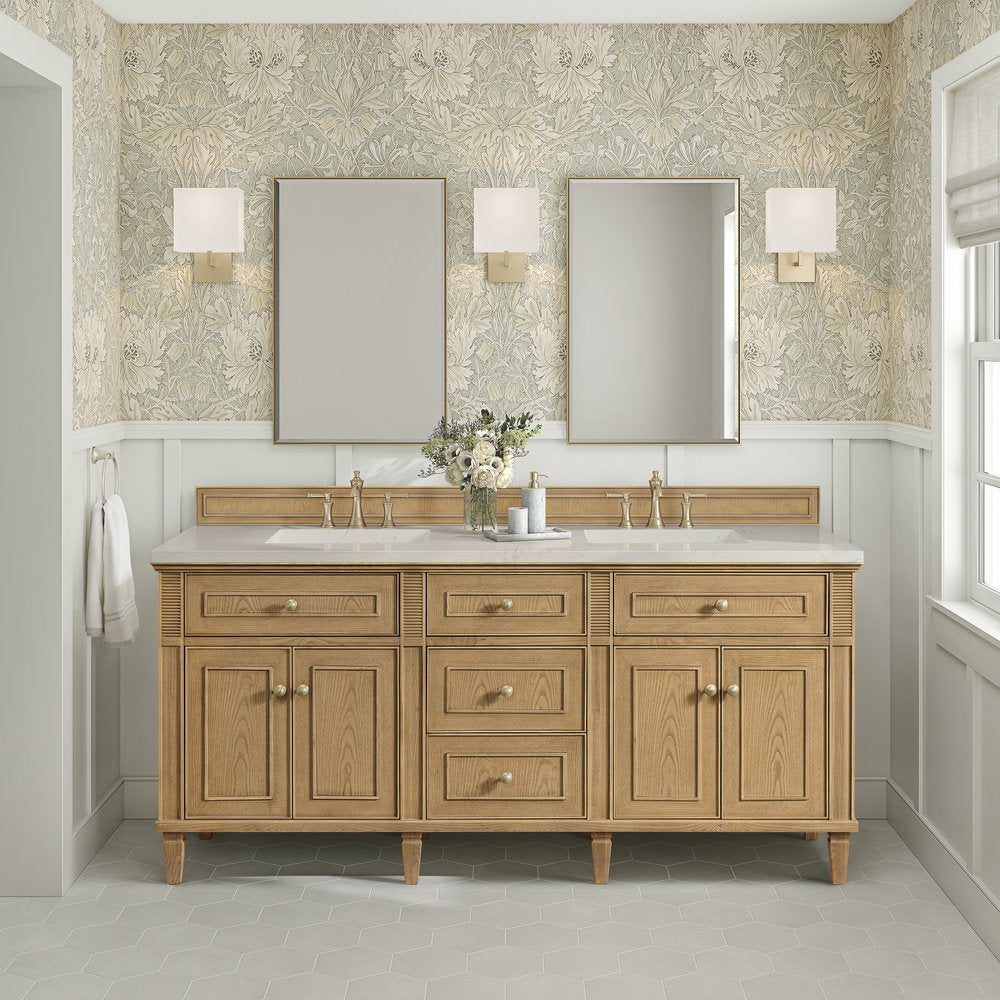 James Martin - Lorelai 72" Double Vanity, Light Natural Oak, w/ 3 CM Siberian Silestone Top - 424-V72-LNO-3SFR view 3
