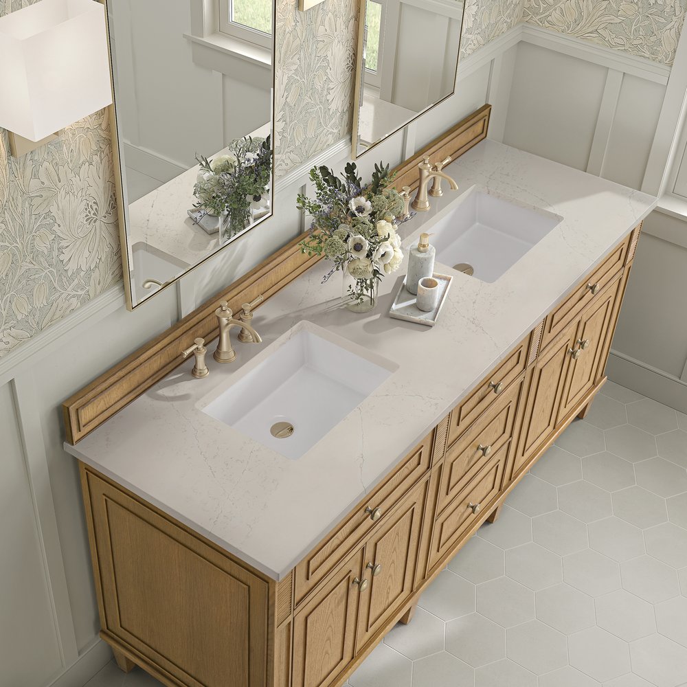 James Martin - Lorelai 72" Double Vanity, Light Natural Oak, w/ 3 CM Siberian Silestone Top - 424-V72-LNO-3SFR view 7