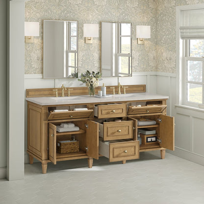 James Martin - Lorelai 72" Double Vanity, Light Natural Oak, w/ 3 CM Siberian Silestone Top w/FreePower Wireless Charger - 424-V72-LNO-FSFR view 5