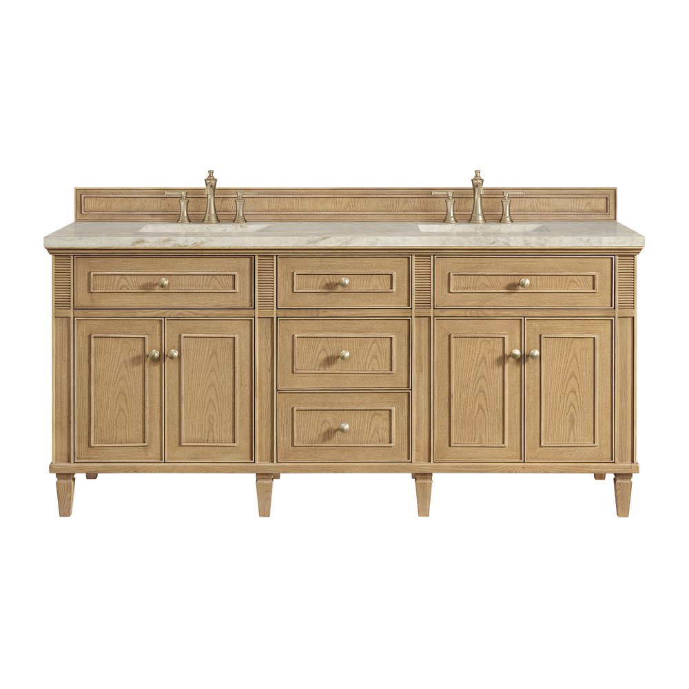 James Martin - Lorelai 72" Double Vanity, Light Natural Oak, w/ 3 CM Tajnar Eclos Top - 424-V72-LNO-3TJR view 1