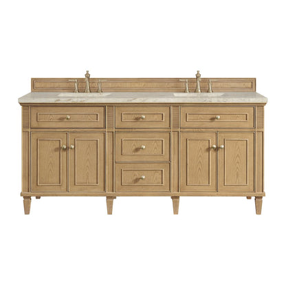 James Martin - Lorelai 72" Double Vanity, Light Natural Oak, w/ 3 CM Tajnar Eclos Top - 424-V72-LNO-3TJR view 1