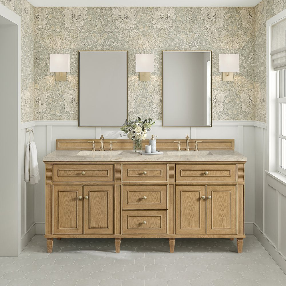 James Martin - Lorelai 72" Double Vanity, Light Natural Oak, w/ 3 CM Tajnar Eclos Top - 424-V72-LNO-3TJR view 3