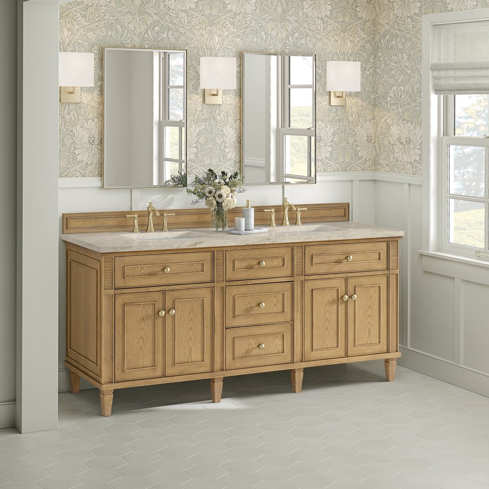 James Martin - Lorelai 72" Double Vanity, Light Natural Oak, w/ 3 CM Tajnar Eclos Top - 424-V72-LNO-3TJR view 4