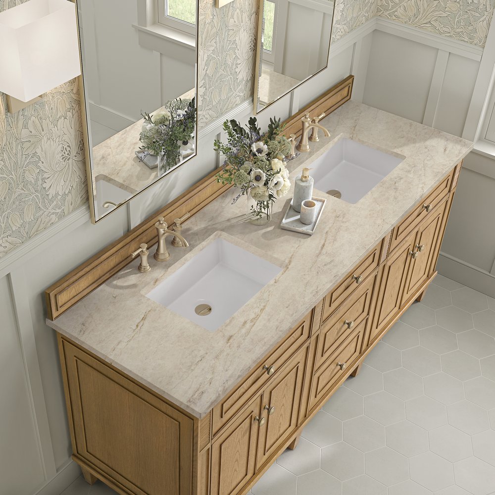 James Martin - Lorelai 72" Double Vanity, Light Natural Oak, w/ 3 CM Tajnar Eclos Top - 424-V72-LNO-3TJR view 7