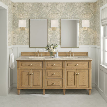 James Martin - Lorelai 72" Double Vanity, Light Natural Oak, w/ 3 CM Tajnar Eclos Top w/FreePower Wireless Charger - 424-V72-LNO-FTJR view 3