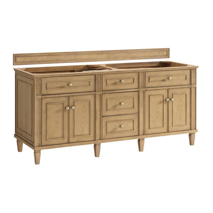 James Martin - Lorelai 72" Double Vanity, Light Natural Oak w/ 3 CM Victorian Silver Silestone Top - 424-V72-LNO-3VSL view 2