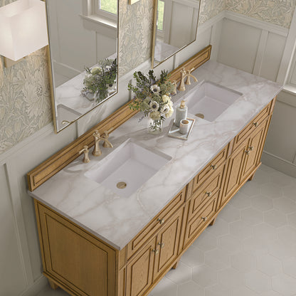 James Martin - Lorelai 72" Double Vanity, Light Natural Oak w/ 3 CM Victorian Silver Silestone Top - 424-V72-LNO-3VSL view 7
