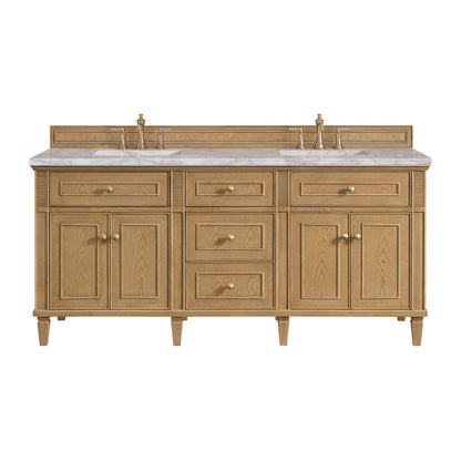 James Martin - Lorelai 72" Double Vanity, Light Natural Oak w/ 3 CM Victorian Silver Silestone Top w/FreePower Wireless Charger - 424-V72-LNO-FVSL view 1