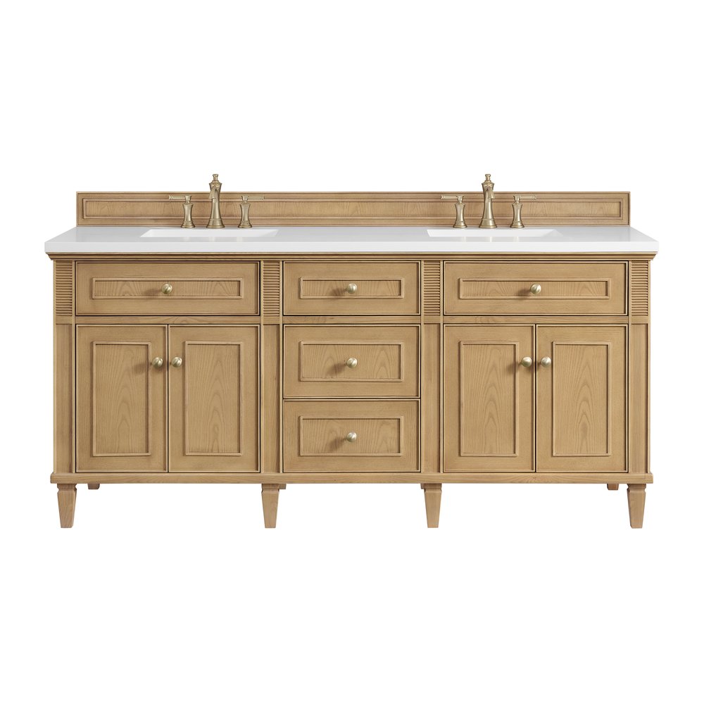 James Martin - Lorelai 72" Double Vanity, Light Natural Oak w/ 3 CM White Zeus Silestone Top - 424-V72-LNO-3WZ view 1