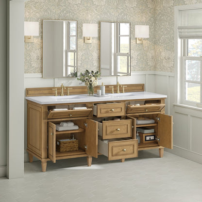 James Martin - Lorelai 72" Double Vanity, Light Natural Oak w/ 3 CM White Zeus Silestone Top - 424-V72-LNO-3WZ view 5