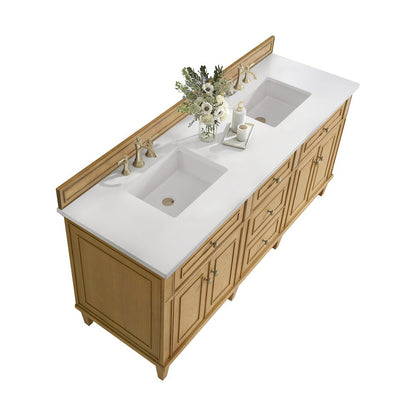 James Martin - Lorelai 72" Double Vanity, Light Natural Oak w/ 3 CM White Zeus Silestone Top - 424-V72-LNO-3WZ view 8