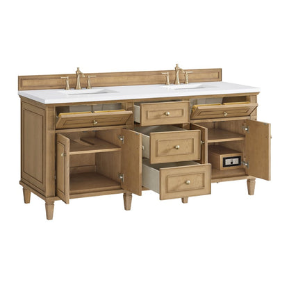 James Martin - Lorelai 72" Double Vanity, Light Natural Oak w/ 3 CM White Zeus Silestone Top - 424-V72-LNO-3WZ view 10