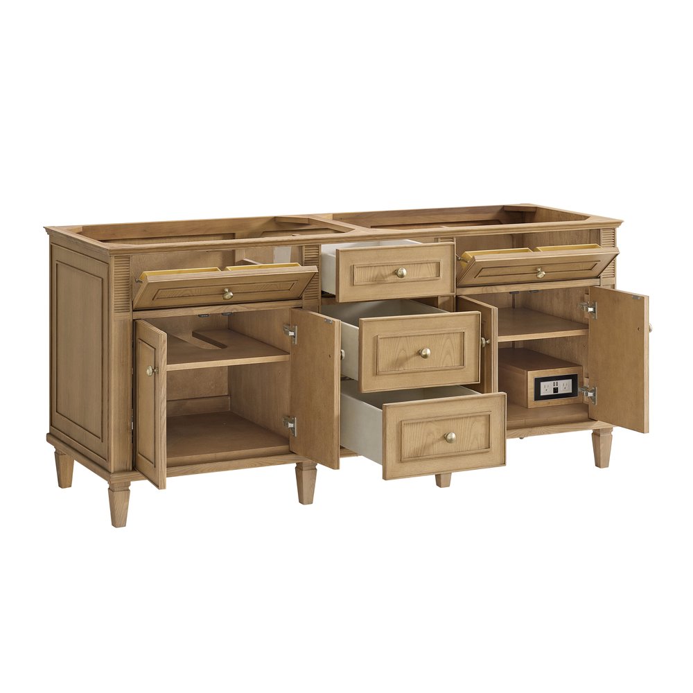 James Martin - Lorelai 72" Double Vanity, Light Natural Oak w/ 3 CM White Zeus Silestone Top - 424-V72-LNO-3WZ view 11