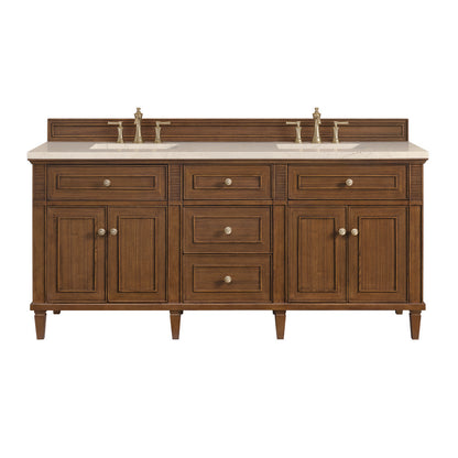 James Martin - Lorelai 72" Double Vanity, Mid-Century Walnut w/ 3 CM Eternal Marfil Silestone Top - 424-V72-WLT-3EMR view 1