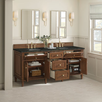 James Martin - Lorelai 72" Double Vanity, Mid-Century Walnut, w/ 3 CM Phantome Eclos Top - 424-V72-WLT-3PHT view 5