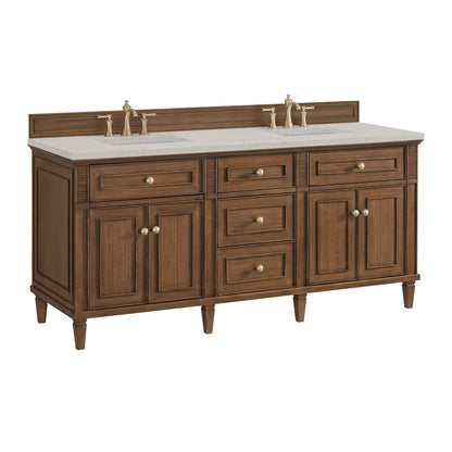 James Martin - Lorelai 72" Double Vanity, Mid-Century Walnut, w/ 3 CM Siberian Silestone Top - 424-V72-WLT-3SFR view 10