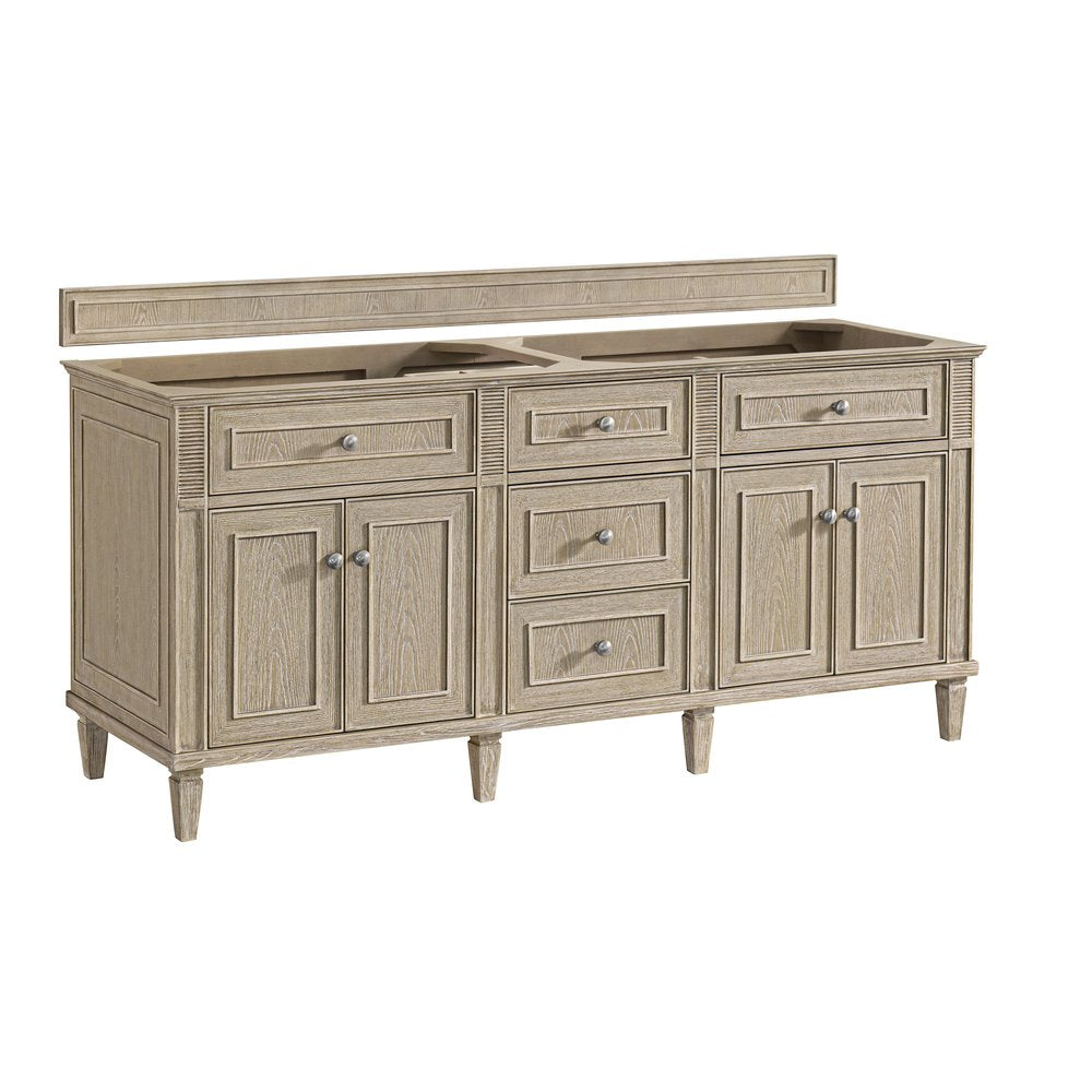 James Martin - Lorelai 72" Double Vanity, Whitewashed Oak w/ 3 CM Carrara White Marble Top - 424-V72-WWO-3CAR view 2