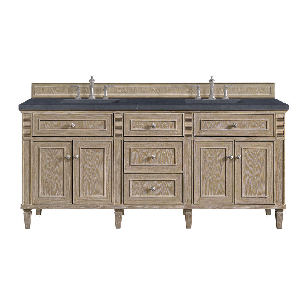 James Martin - Lorelai 72" Double Vanity, Whitewashed Oak w/ 3 CM Charcoal Soapstone Silestone Top - 424-V72-WWO-3CSP view 1