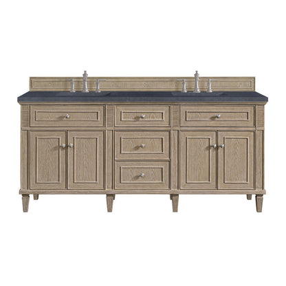 James Martin - Lorelai 72" Double Vanity, Whitewashed Oak w/ 3 CM Charcoal Soapstone Silestone Top - 424-V72-WWO-3CSP view 1