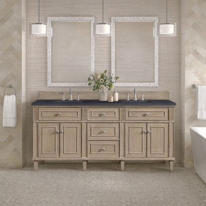 James Martin - Lorelai 72" Double Vanity, Whitewashed Oak w/ 3 CM Charcoal Soapstone Silestone Top - 424-V72-WWO-3CSP view 3