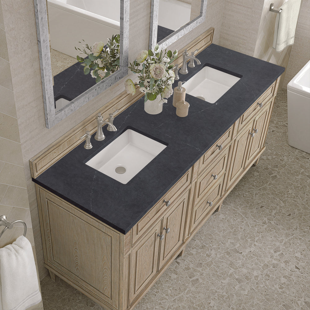 James Martin - Lorelai 72" Double Vanity, Whitewashed Oak w/ 3 CM Charcoal Soapstone Silestone Top - 424-V72-WWO-3CSP view 7