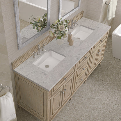 James Martin - Lorelai 72" Double Vanity, Whitewashed Oak w/ 3 CM Eternal Jasmine Pearl Silestone Top - 424-V72-WWO-3EJP view 7